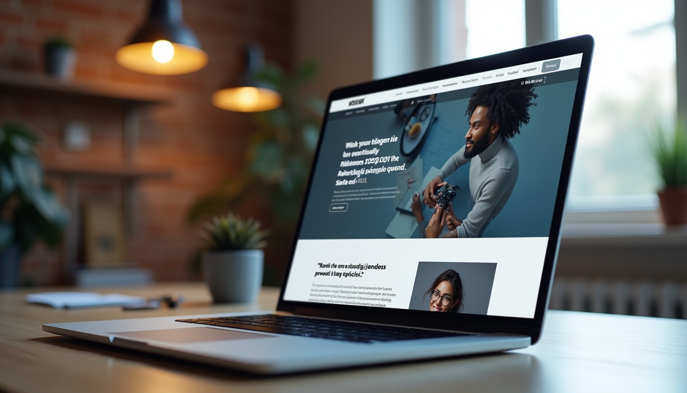 Ilustrație cu elemente de creare site blog, reprezentând procesul de lansare a unui blog de succes.