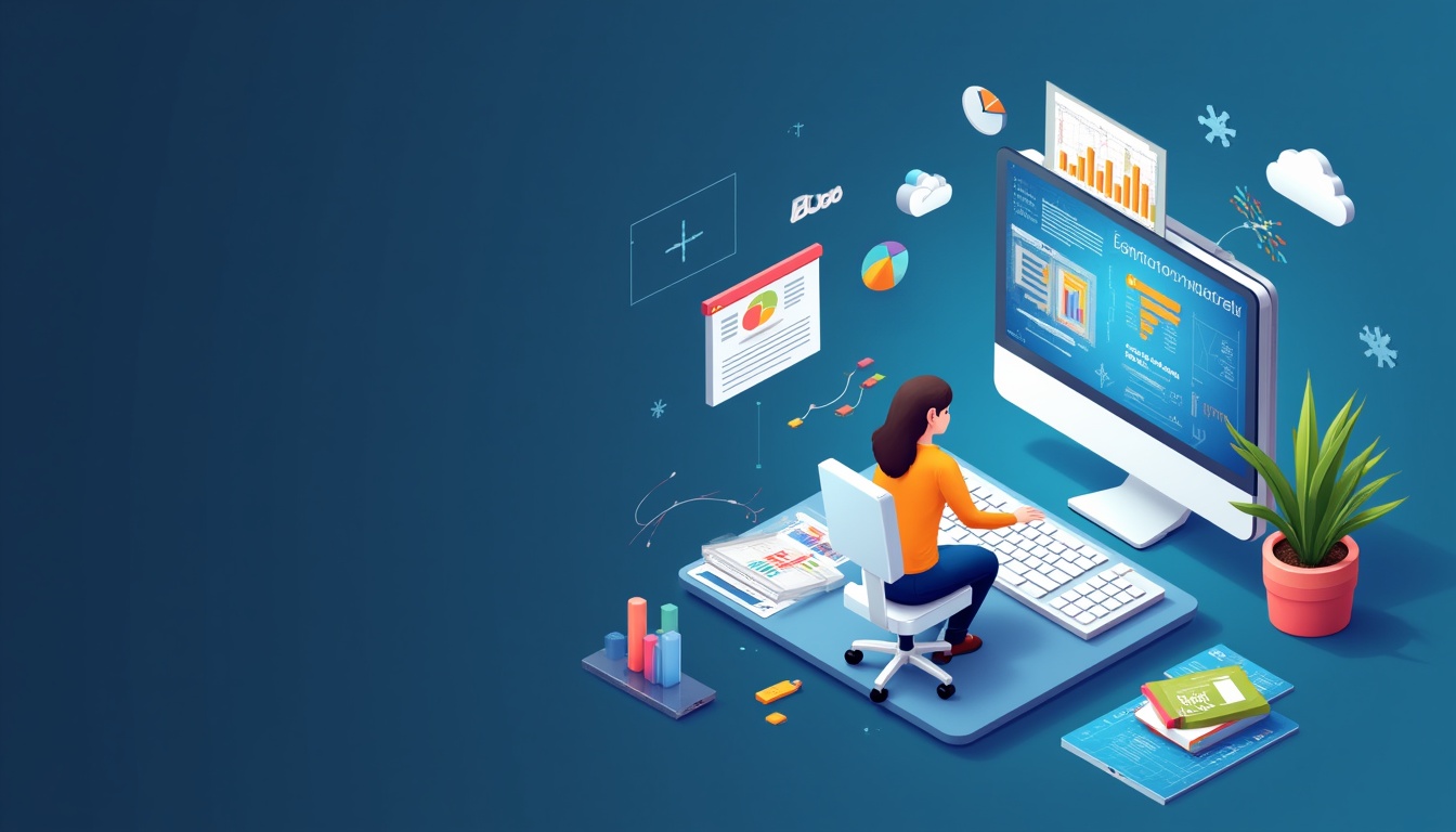 O reprezentare vizuală a unui design de blog modern și curat, cu elemente de interfață utilizator și grafice, simbolizând